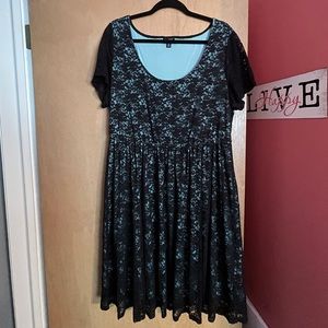 Blue Dress w/ Black Lace
